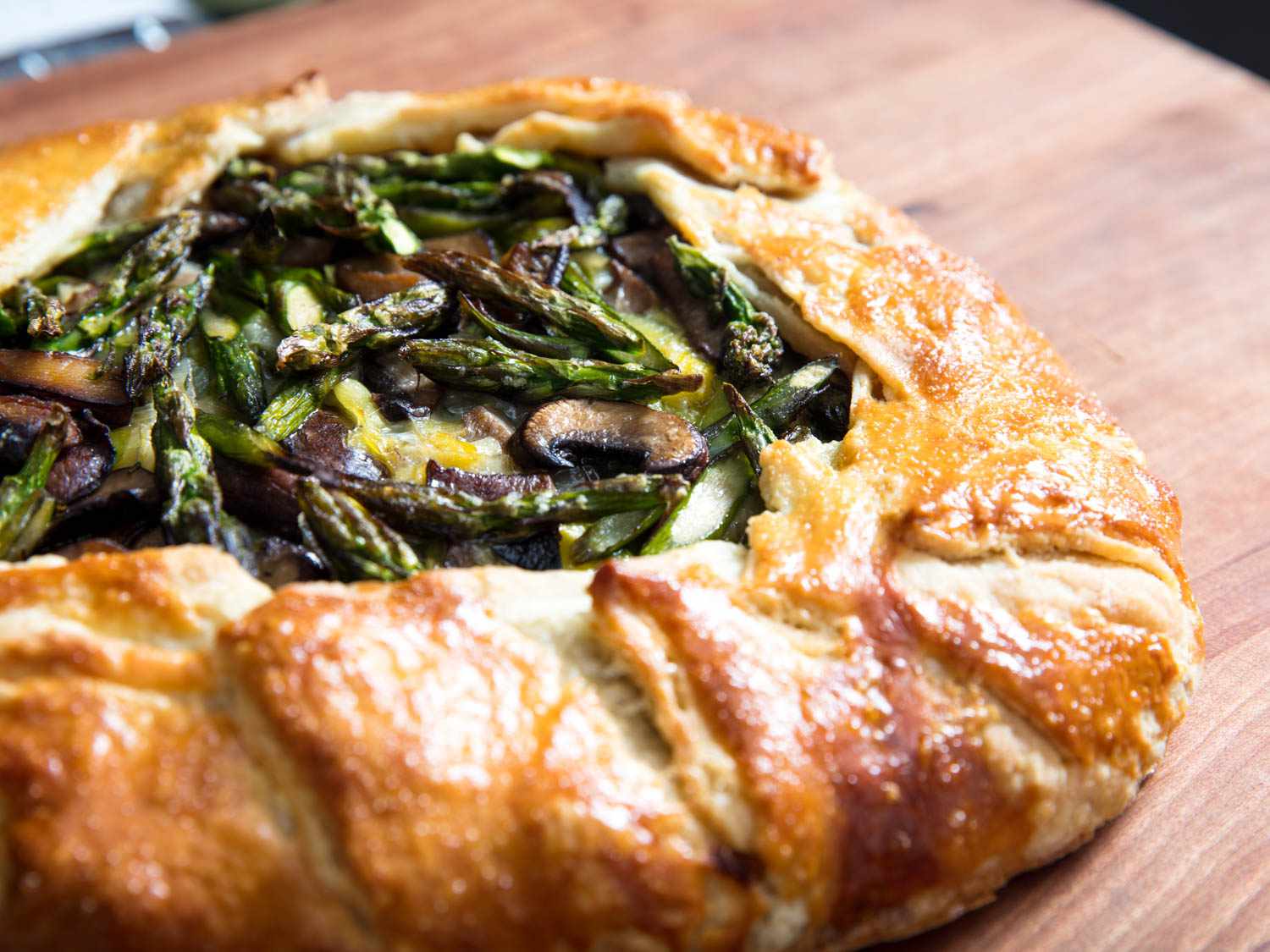 Asparagus, Mushroom, Leek, and Cheese Galette Recipe