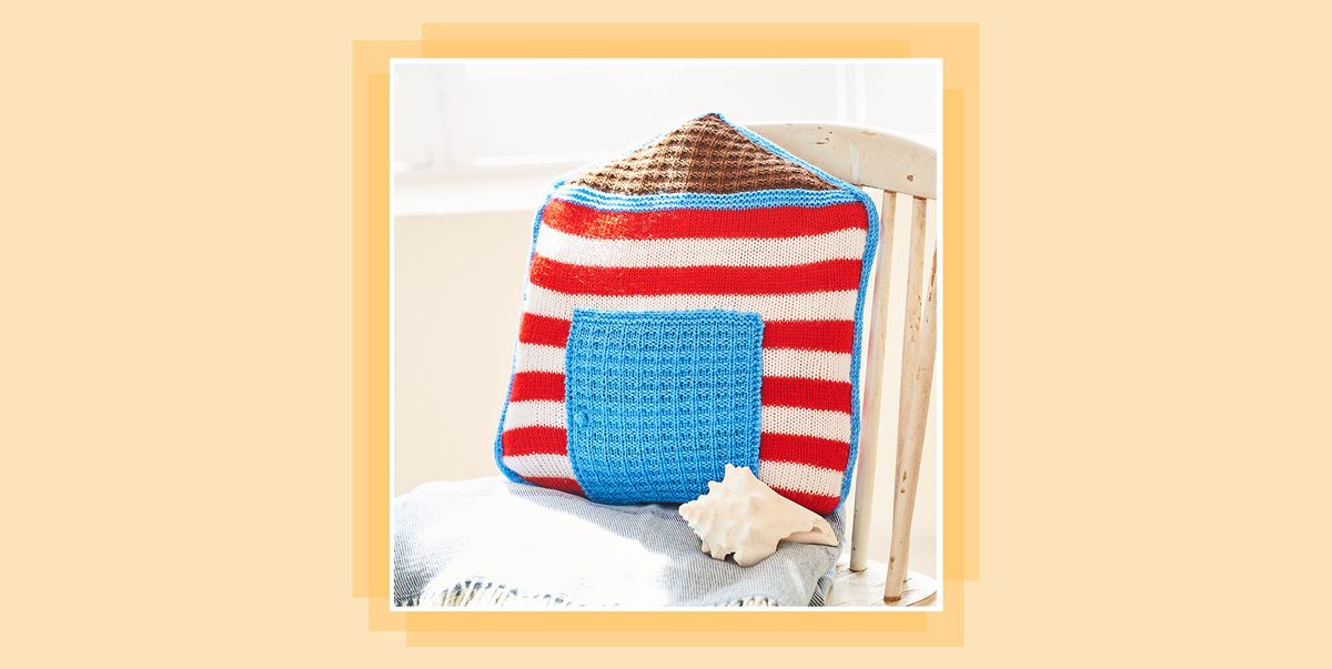 How To Knit This Beach Hut Cushion Cover